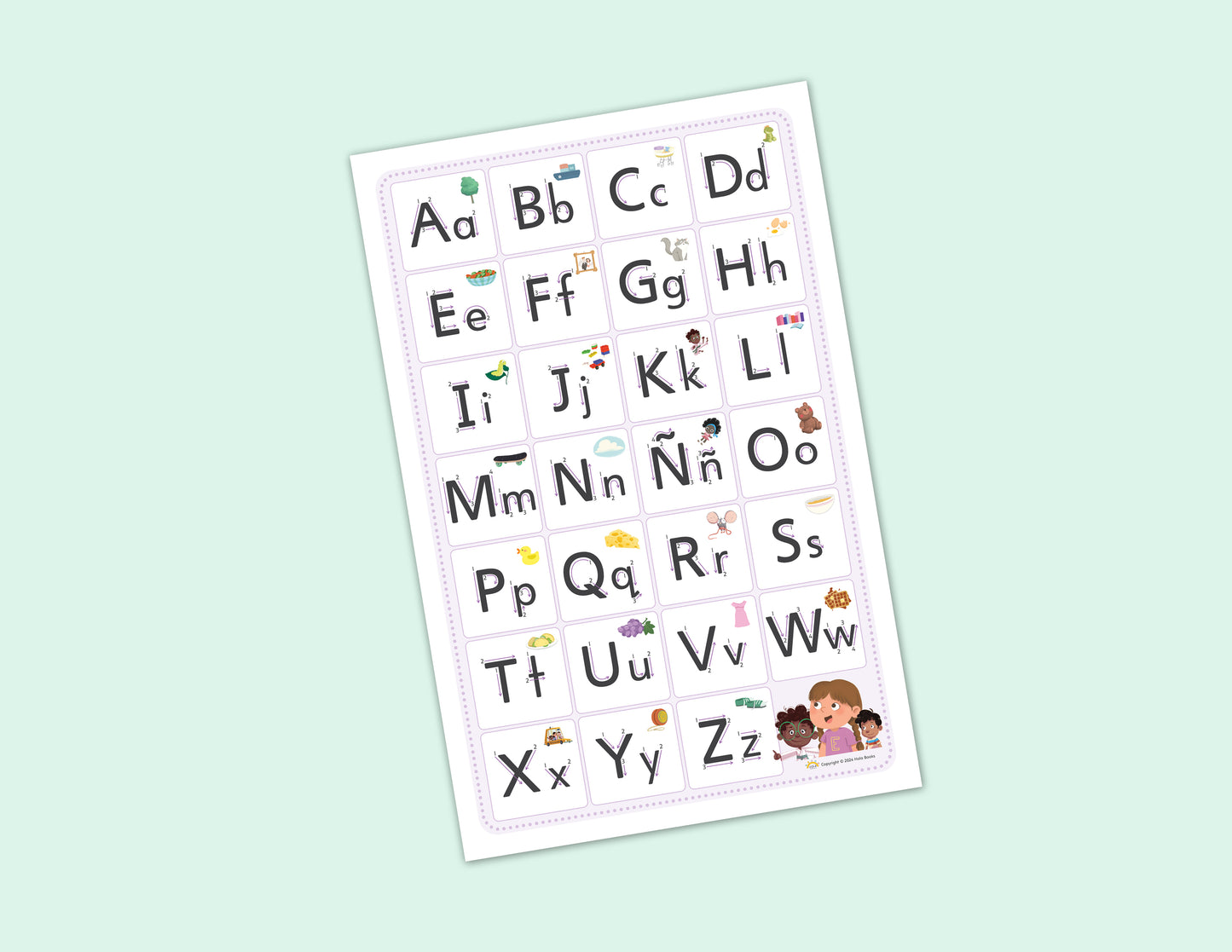 Póster de clase con gráfico de formación de letras