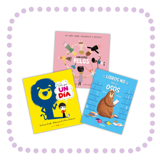 Three Spanish picture book covers fanned out