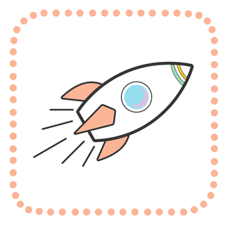 An illustrated rocket taking off