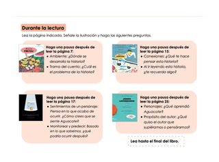 A section from the Kindergarten Léeme teacher's guide that provides teacher direction and prompts for specific pages in the book. All text is in Spanish.