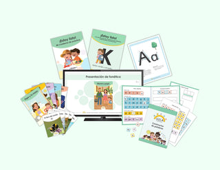 A display to show some of the educational materials in the Kindergarten ¡Estoy listo! Foundational Skills program. 