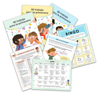 A display of family engagement materials provided by Hola books to support students and families on the literacy journey.