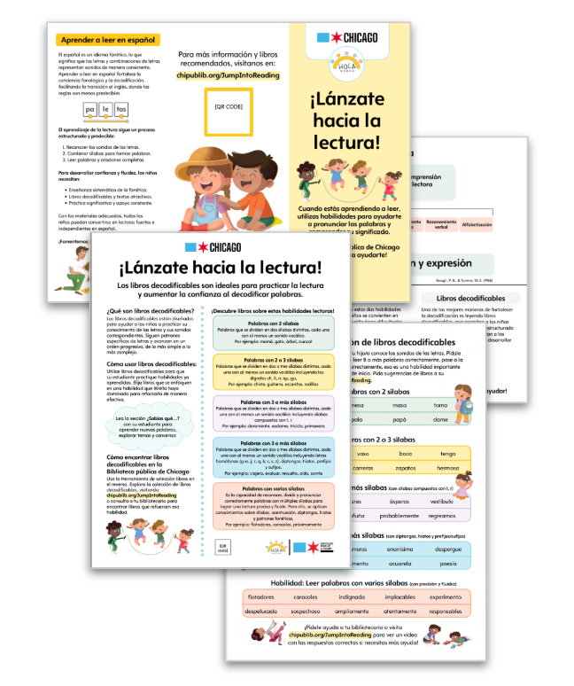 A variety of flyers and informational handouts to support families and caregivers using decodable books to build literacy. 