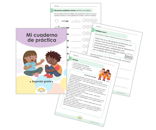 A sample of pages from the second grade student workbook. 