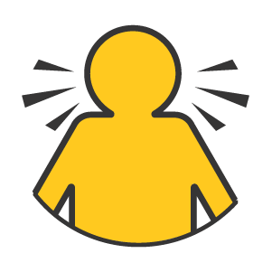 Yellow silhouette with black outlines on a white background to represent in person learning.
